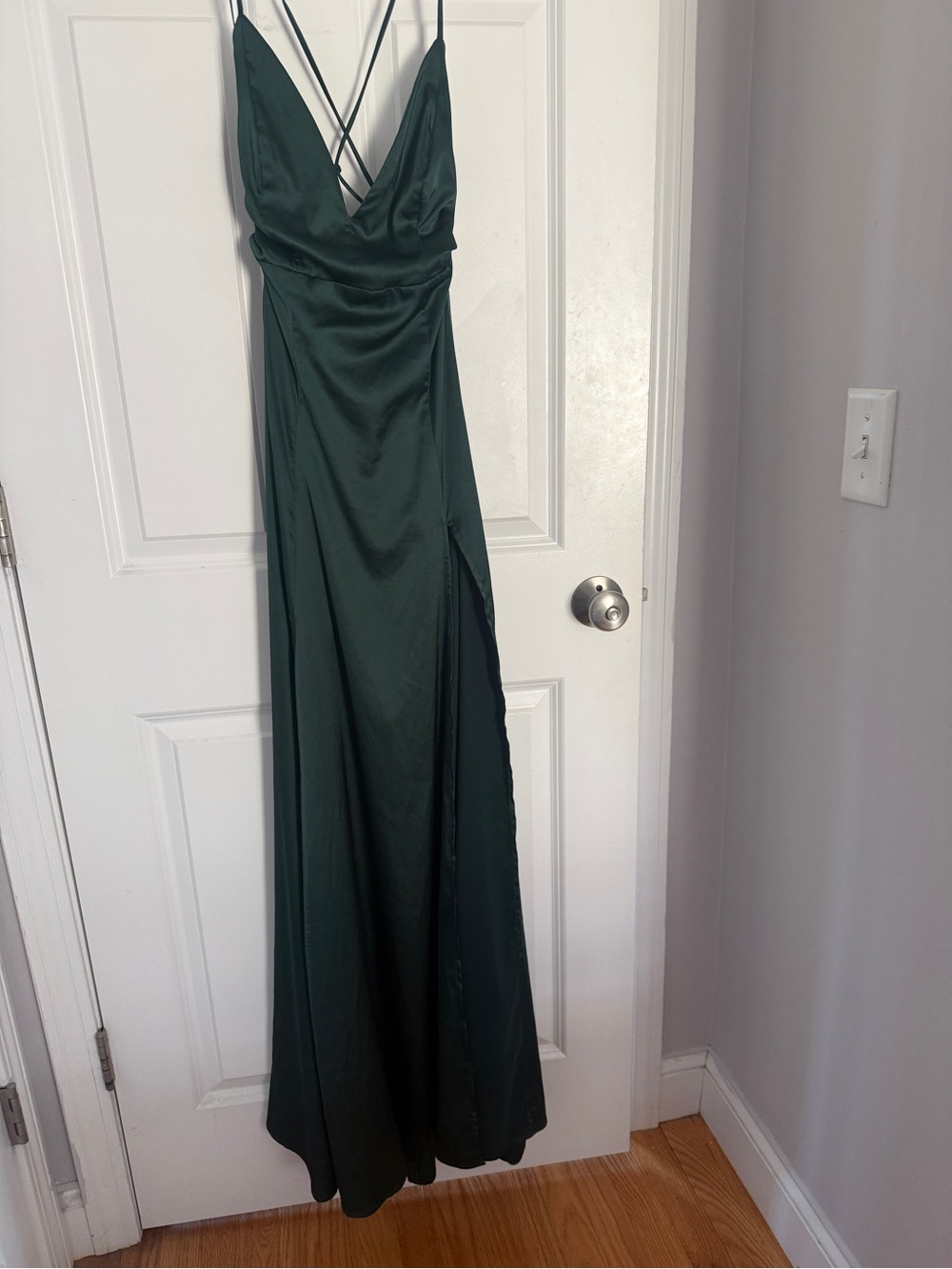 Windsor Deep Green Satin Slip Maxi Dress with Strappy Back